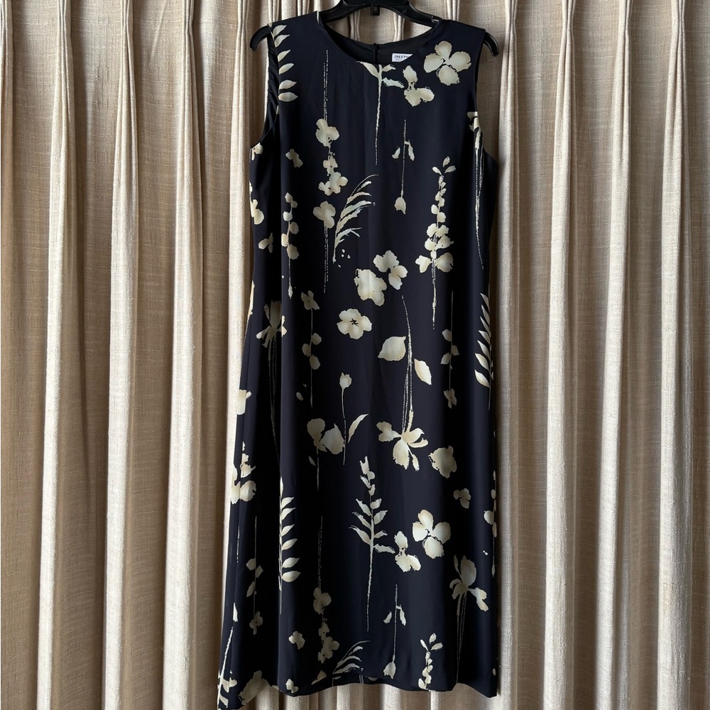 Josephine Chaus Dark Blue and White Floral Midi Dress, size 12 - see measurement